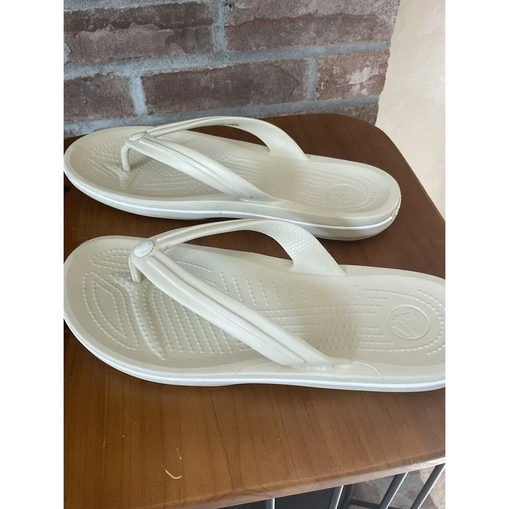 Crocs Crocband Flip Flop Men's Size 10 / Women's 12 Beige Thong Casual Sandals